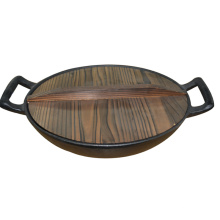 wok de ferro fundido com revestimento de óleo vegetal